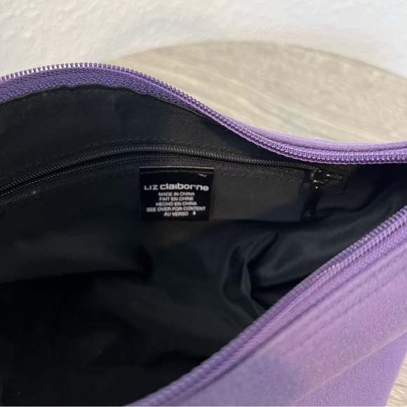 Y2K Vintage Liz Claiborne Purple Top Handle Top Zip Mini Shoulder Bag - Picture 8 of 13